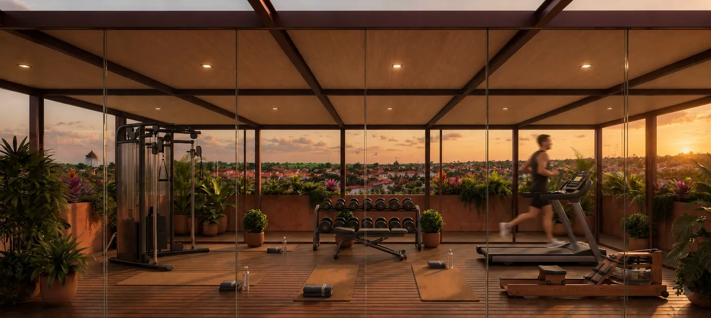 Rooftop gym s výhledem
